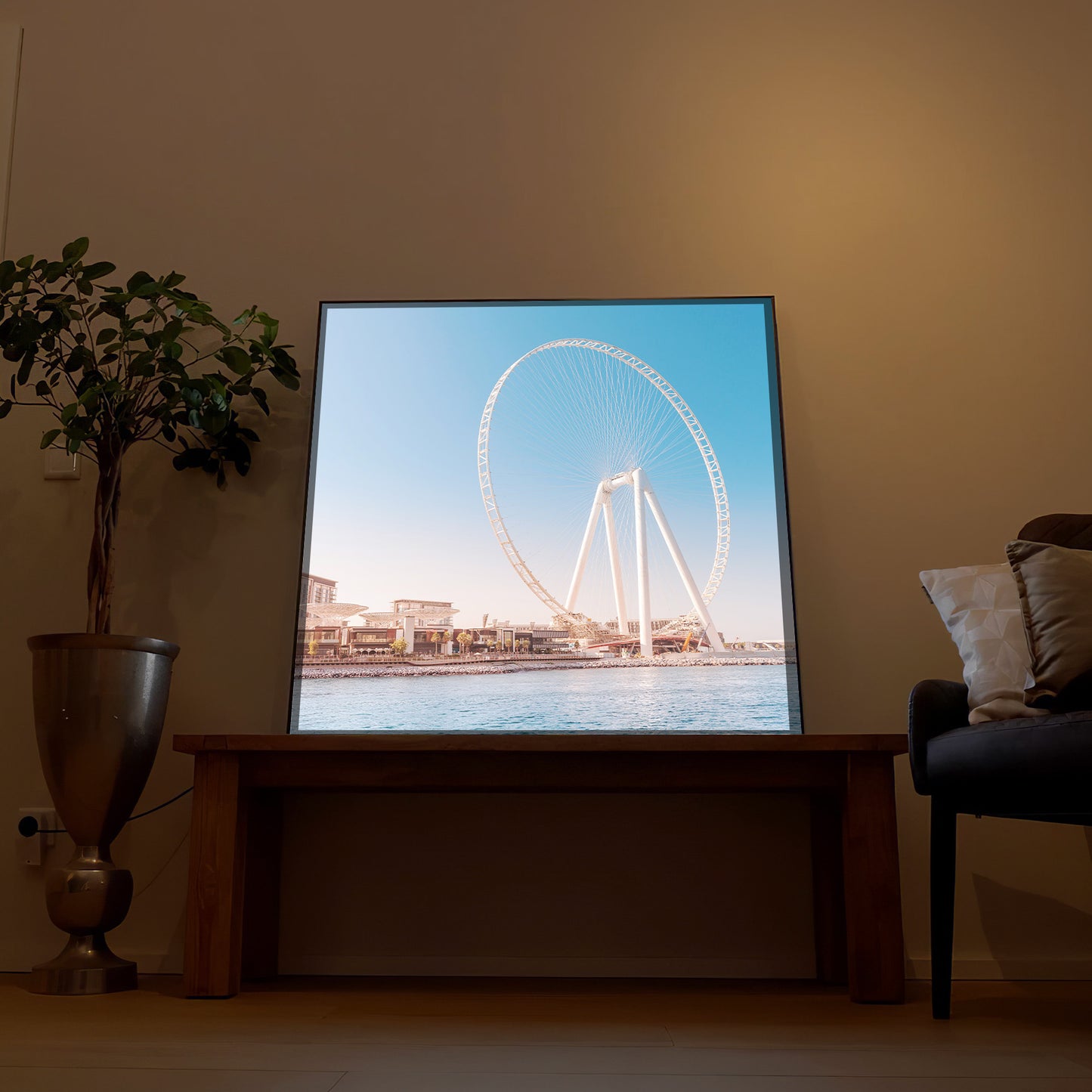 LED-Bild mit Riesenrad-Motiv im Rahmen, rechteckig, im Querformat