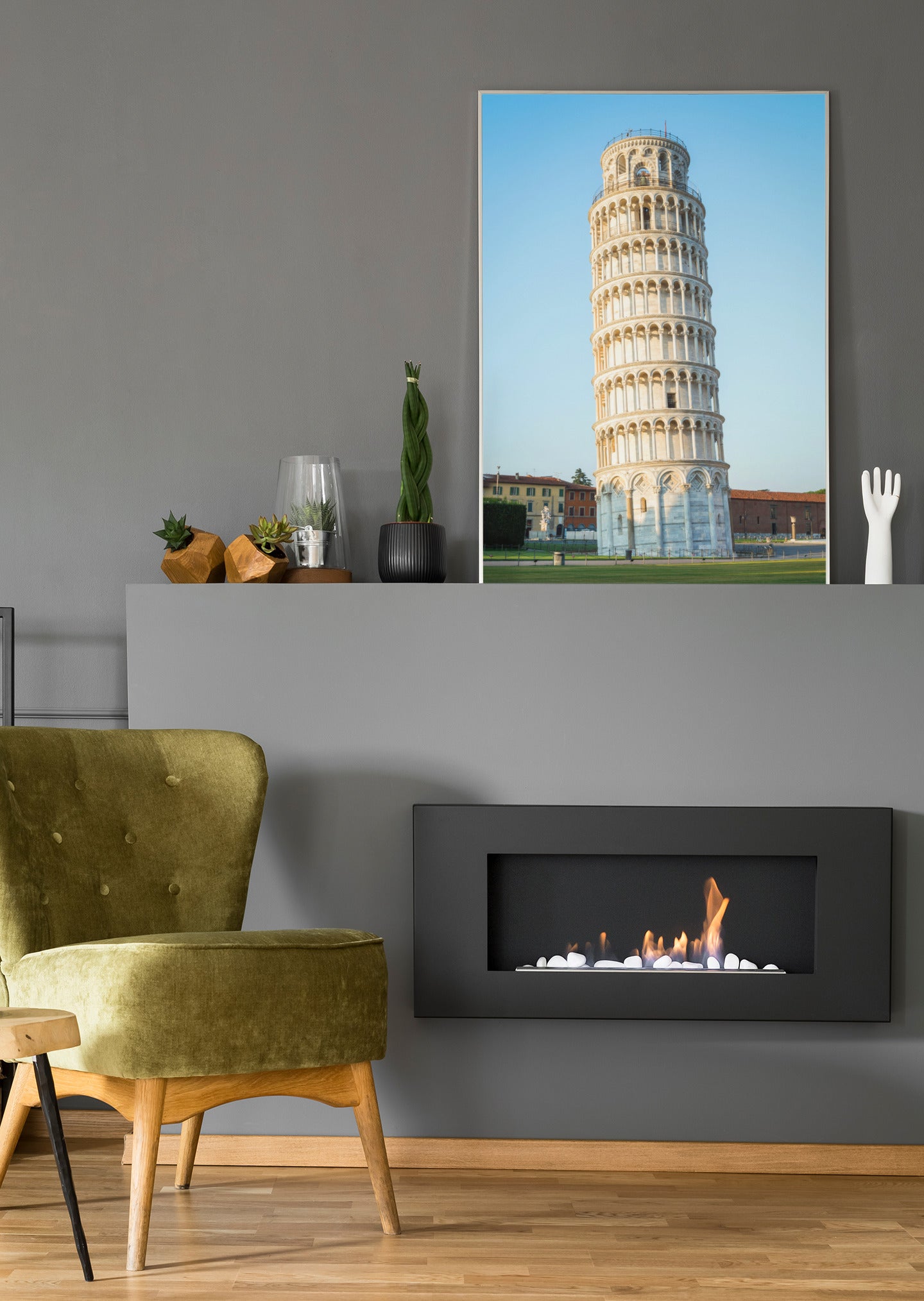 Schiefer Turm von Pisa Wandbild mit dem schiefen Turm über dem Kamin