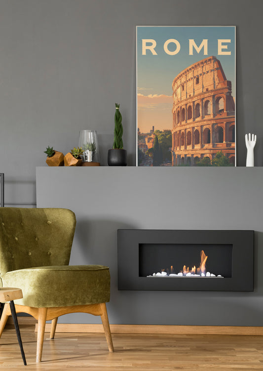 Wandbild „ROME“ mit Kolosseum-Motiv, rechteckig an der Wand