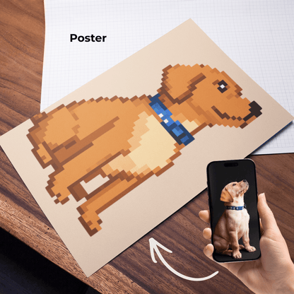 Personalisiertes Wandbild: Pixelart-Hund auf Poster