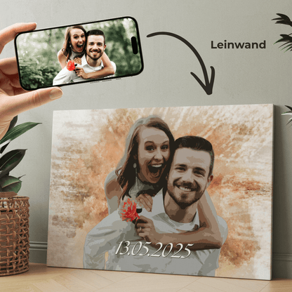 Personalisiertes Wandbild mit Brautpaar und Datum 13052025