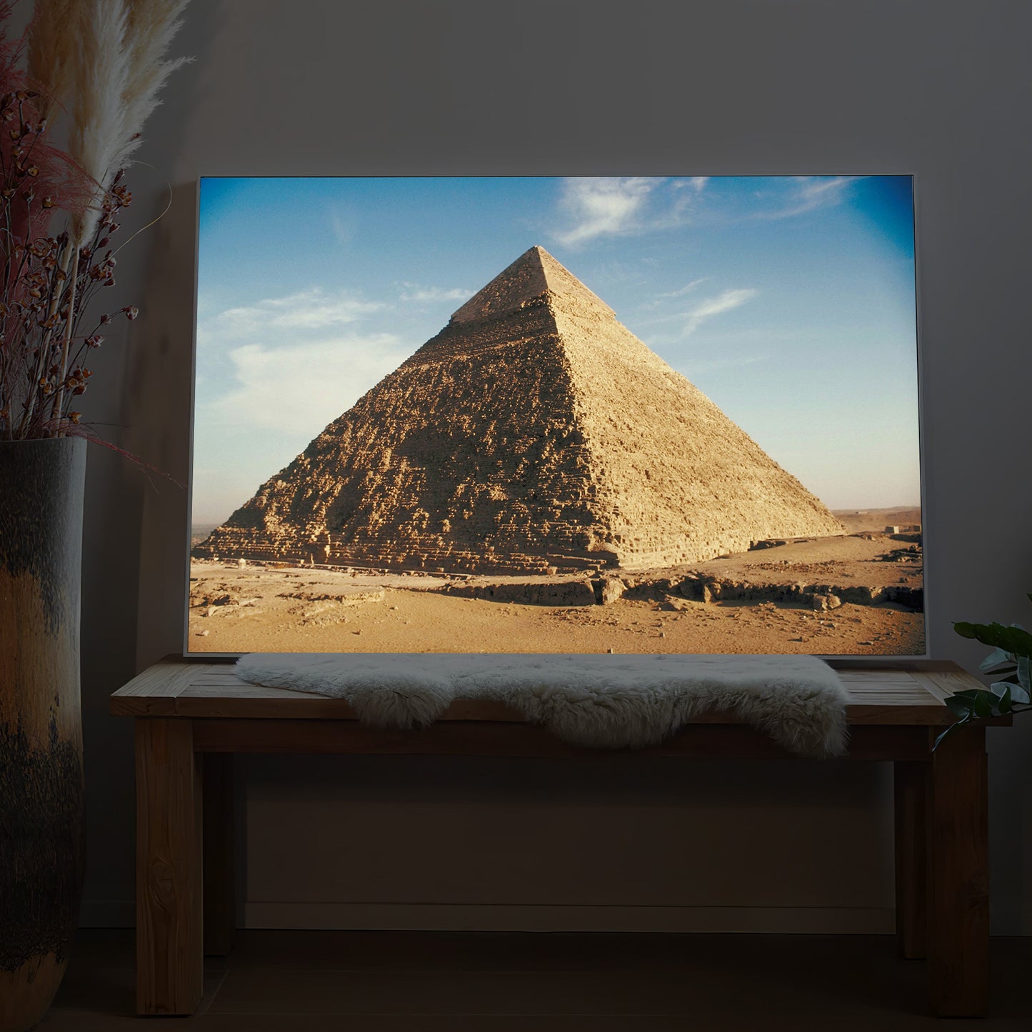 LED-Bild mit Motiv Pyramide von Gizeh im rechteckigen Rahmen