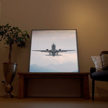 LED-Bild mit Flugzeug im Flug, gerahmtes Motiv