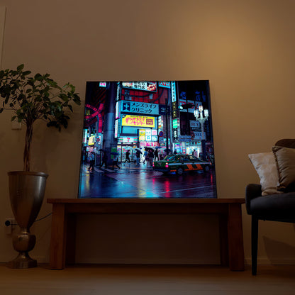 LED-Bild „Japan bei Nacht“ mit Rahmen, nachts leuchtende City-Lights