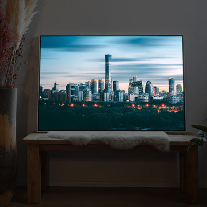 LED-Bild Beijing bei Nacht mit schwarzem Rahmen, leuchtende Skyline