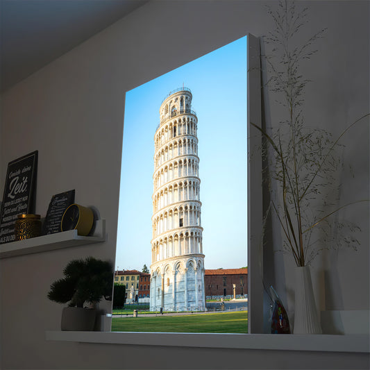 LED-Bild mit Darstellung des Schiefen Turms von Pisa