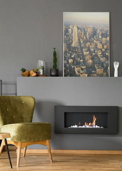 Hochformatiges Poster mit Manhattan-Luftaufnahme der Stadtansicht