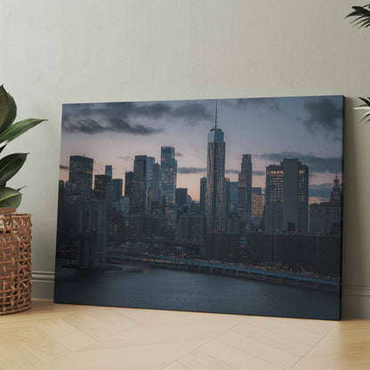Leinwandbild: New-York-Skyline bei Sonnenuntergang über Fluss