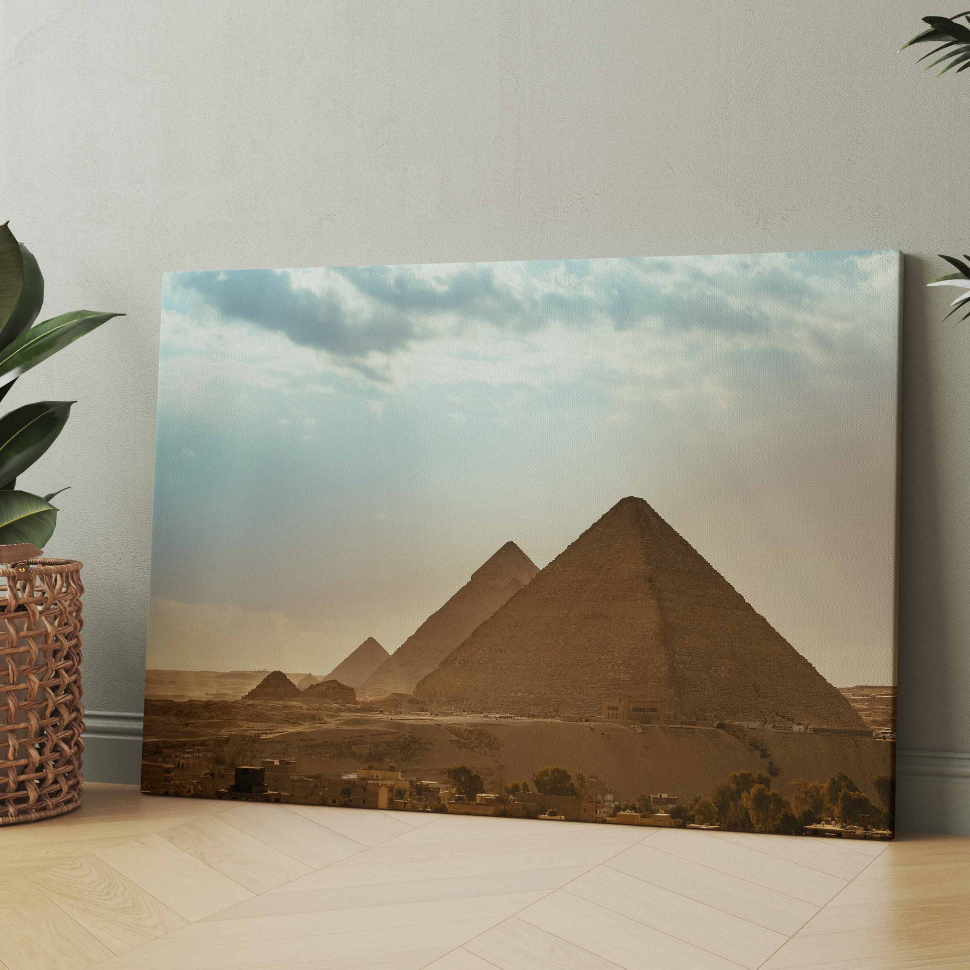 Poster mit Pyramiden von Gizeh und Wüstenlandschaft