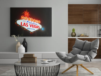 Las-Vegas-Wandbild mit mehrfarbigem Neon-Schild „Welcome to Fabulous“