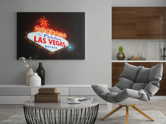 Las-Vegas-Wandbild mit mehrfarbigem Neon-Schild „Welcome to Fabulous“