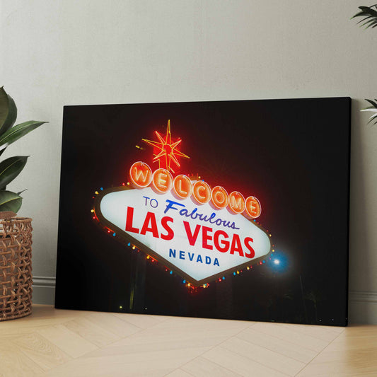 Las-Vegas-Wandbild mit Neon-Schriftzug „Welcome“ und „Las Vegas“