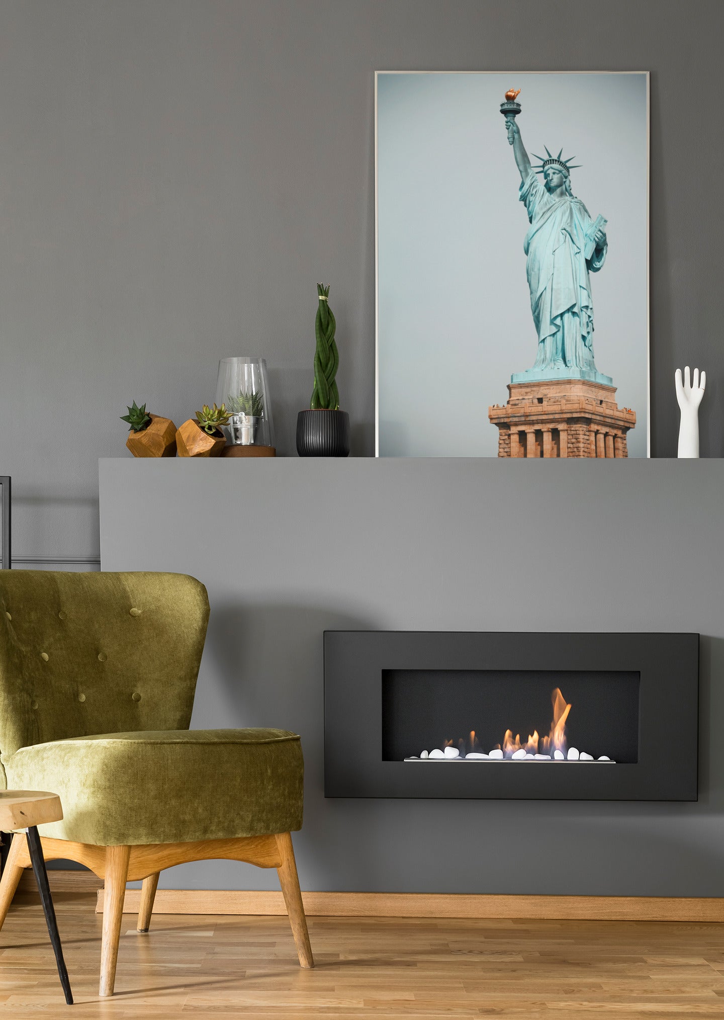 Wandbild mit Freiheitsstatue New York, Statue von vorn, Sockel im unteren Bereich