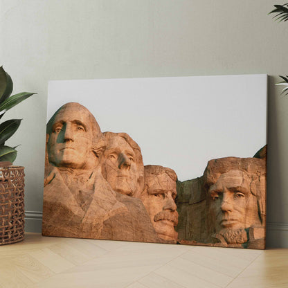 Leinwandbild mit Mount-Rushmore-Gesichtern in Braun