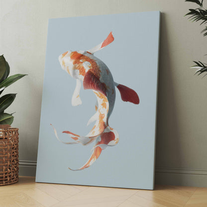 Fischmotiv-Poster oder Leinwand mit orange-weißem Koi-Fisch im Wasser