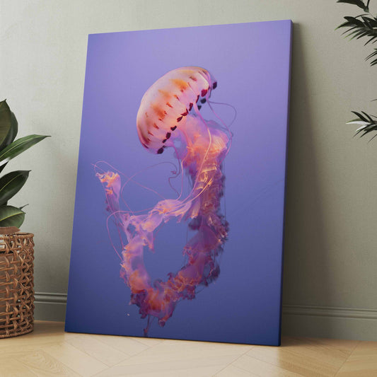 Poster oder Leinwand mit Qualle-Motiv in Lila und Korallfarben