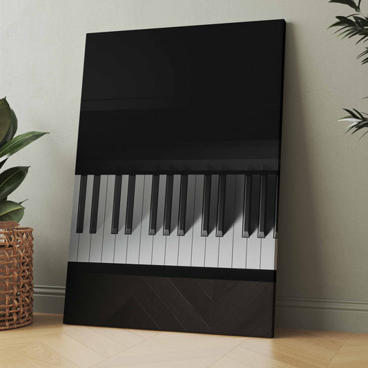 Klavier-Leinwand mit schwarzem Piano und weißen Tasten