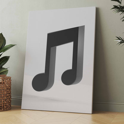Kunstdruck mit schwarzer Musiknote auf hellem Hintergrund