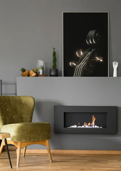Rechteckiges Wandbild mit dunkler Gitarrensilhouette und Glanzlichtern