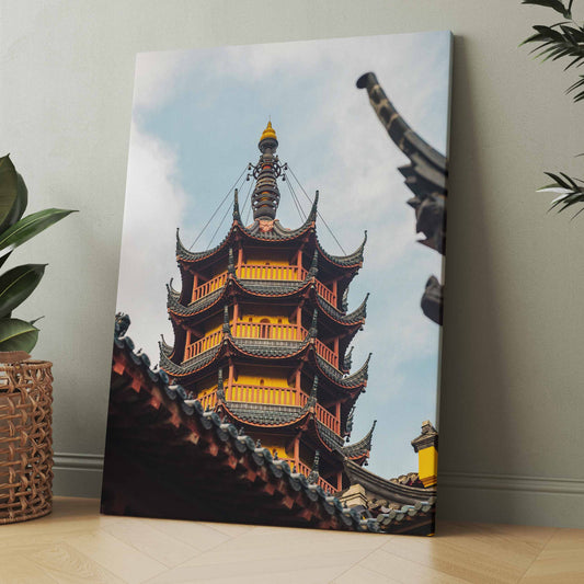 Kunstposter: chinesischer Tempel, mehrstöckige Pagode mit goldenen Dächern