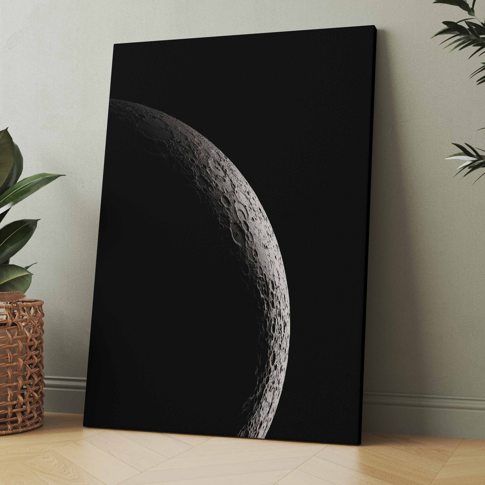 Mond-Leinwand mit Halbmondmotiv auf dunklem Hintergrund