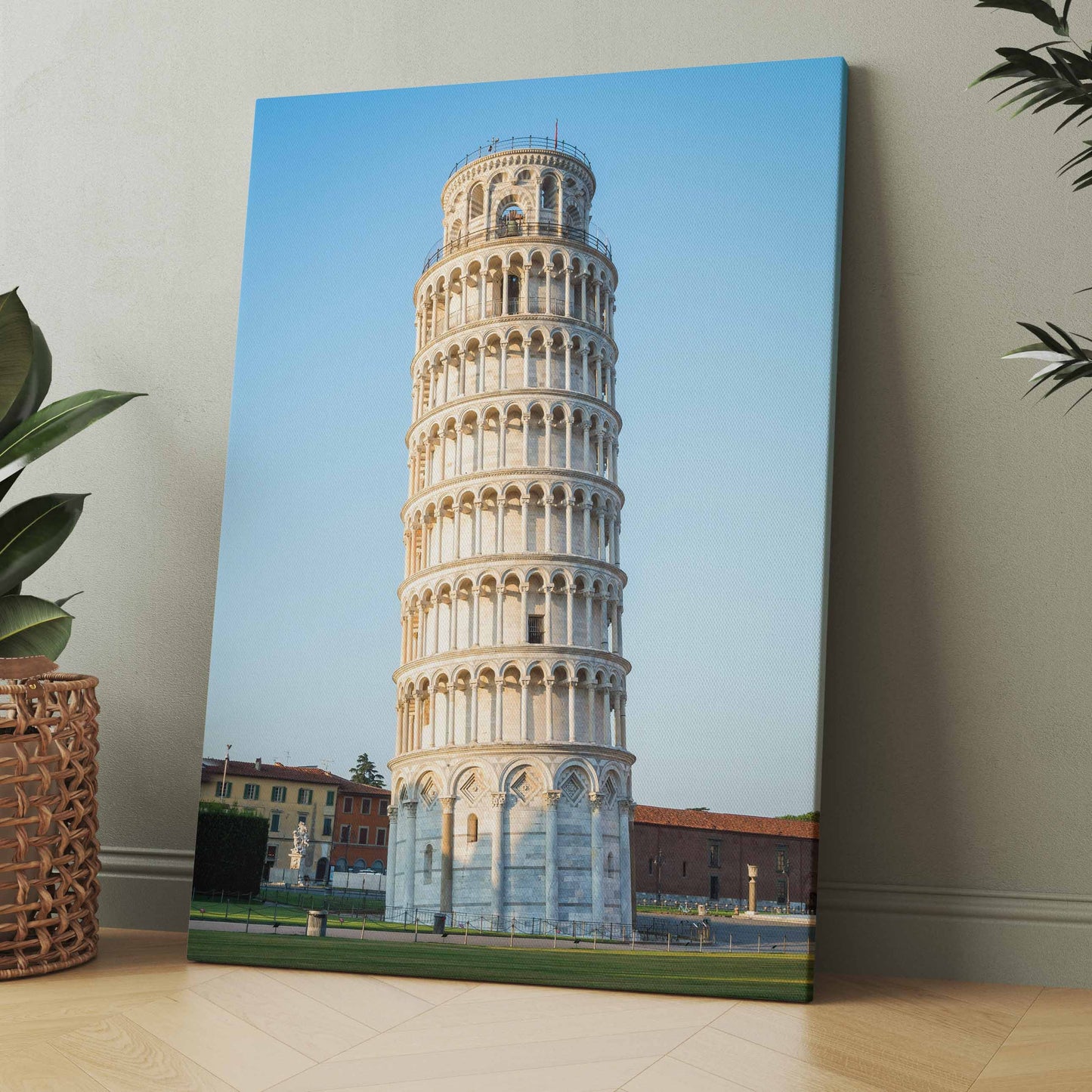 Schiefer Turm von Pisa Wandbild mit dem schiefen Turm vor blauem Himmel