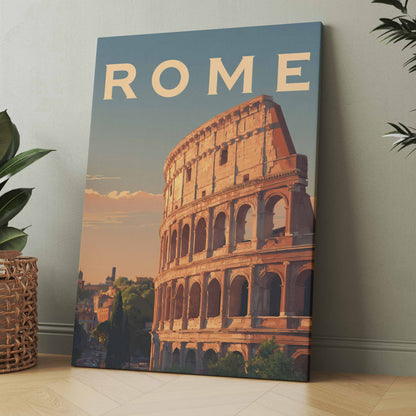 Wandbild mit Kolosseum und Aufschrift „ROME“, vertikal auf Leinwand