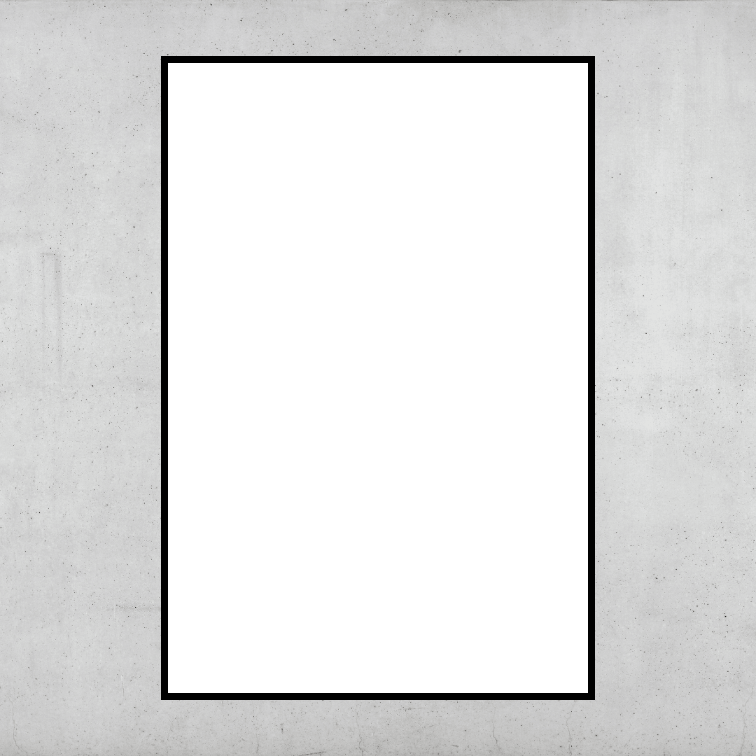 Leinwandtafel im schwarzen Rahmen, hochkant, mit leerer Bildfläche