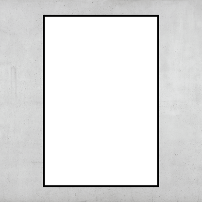 Leinwandtafel im schwarzen Rahmen, hochkant, mit leerer Bildfläche